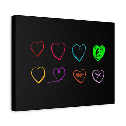 Neon Minimalist Hearts. 16x12 in. Canvas