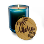 “Aloha” 14 oz. Engraved Bamboo Lid. 100% Natural Soy Wax, Non-Toxic, Phthalate- And Paraben-Free With Cotton Wick. Crafted In USA; Meets ASTM Safety Standards