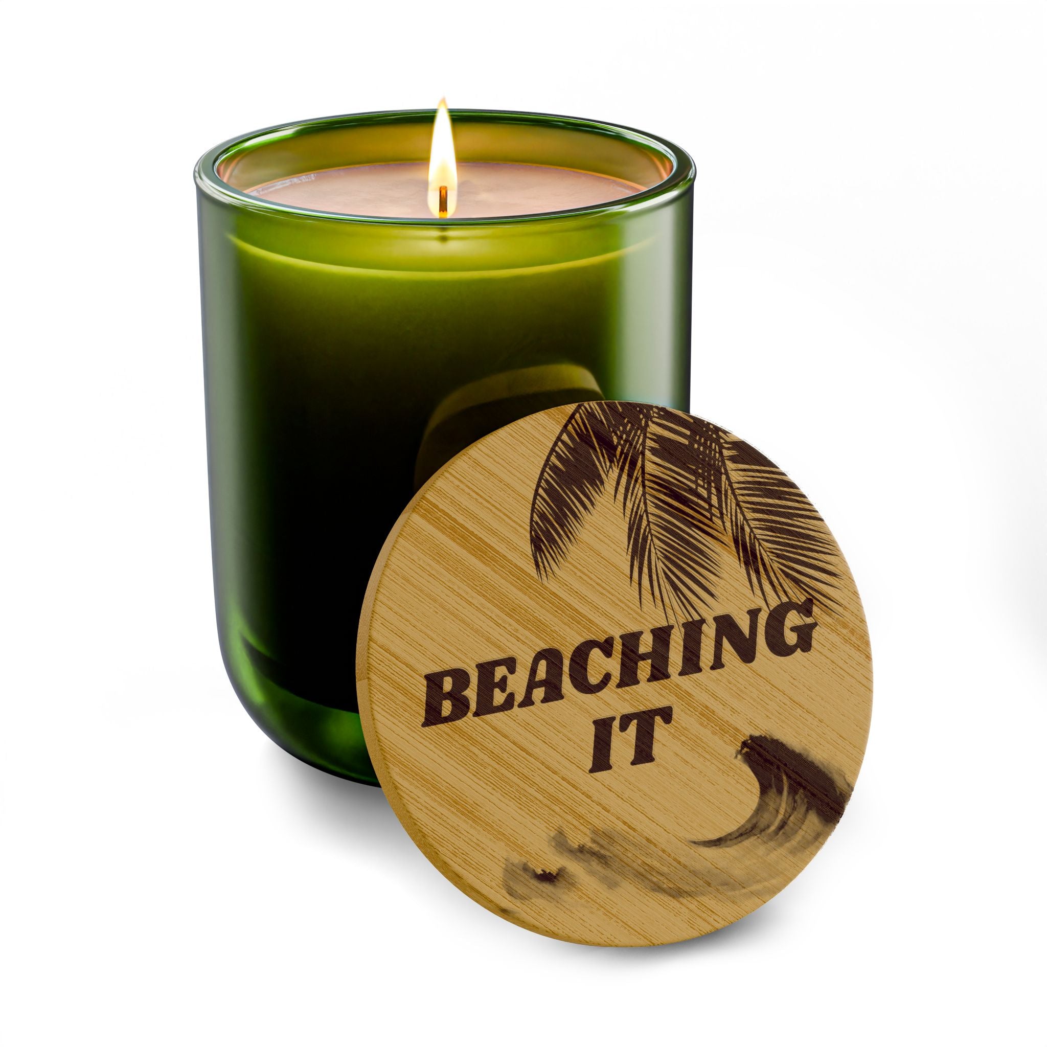“IN” 14 oz. Engraved Bamboo Lid. 100% Natural Soy Wax, Non-Toxic, Phthalate- And Paraben-Free With Cotton Wick. Crafted In USA; Meets ASTM Safety Standards