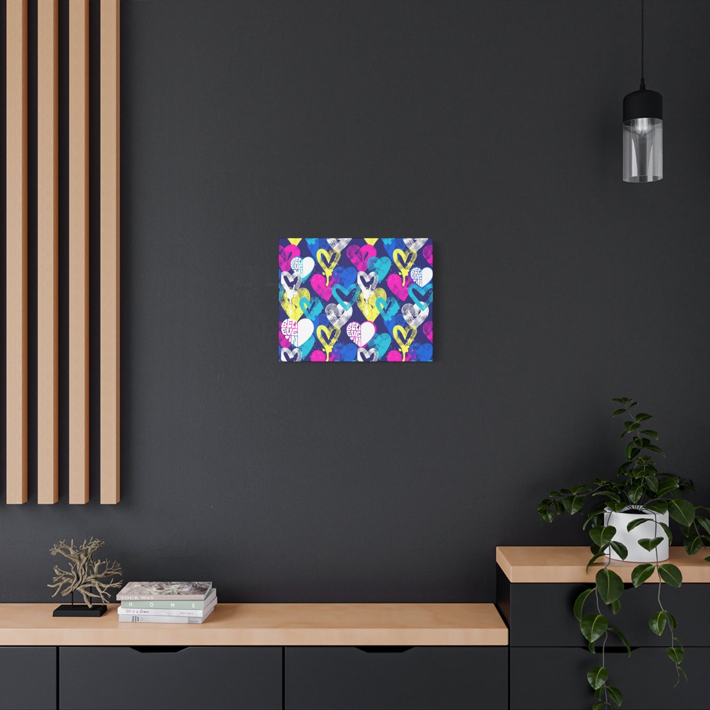 Colorful Hearts of Paint. 20x16 in. Canvas