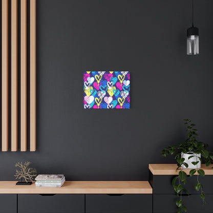 Colorful Hearts of Paint. 20x16 in. Canvas