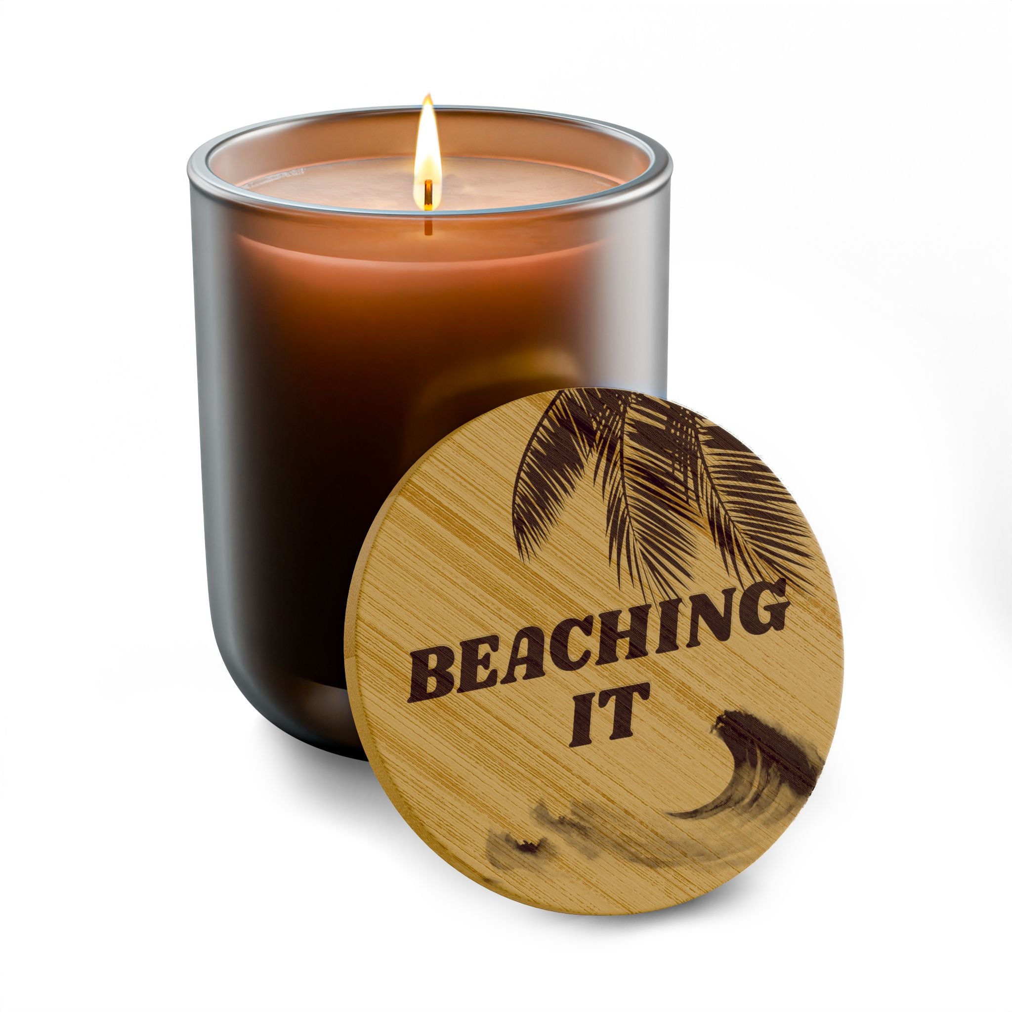 “IN” 14 oz. Engraved Bamboo Lid. 100% Natural Soy Wax, Non-Toxic, Phthalate- And Paraben-Free With Cotton Wick. Crafted In USA; Meets ASTM Safety Standards
