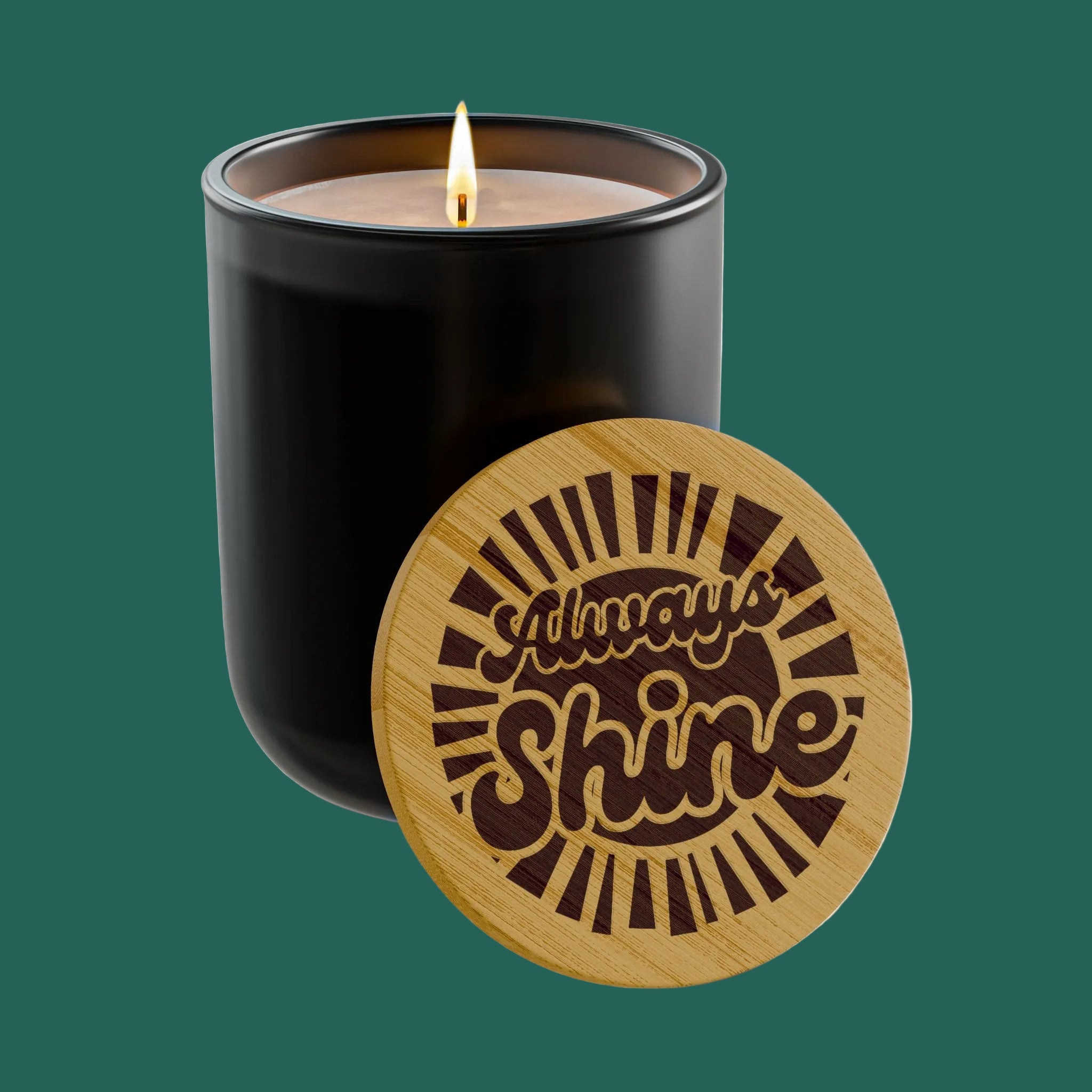 “Always Shine” 14 oz. Engraved Bamboo Lid. 100% Natural Soy Wax, Non-Toxic, Phthalate- And Paraben-Free With Cotton Wick. Crafted In USA; Meets ASTM Safety Standards
