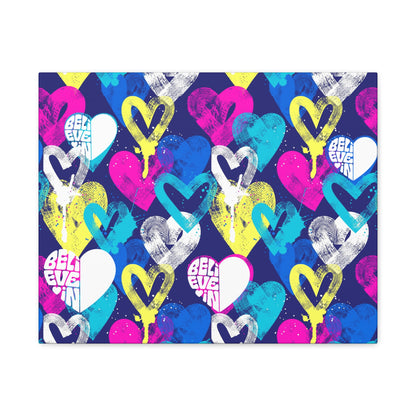Colorful Hearts of Paint. 20x16 in. Canvas