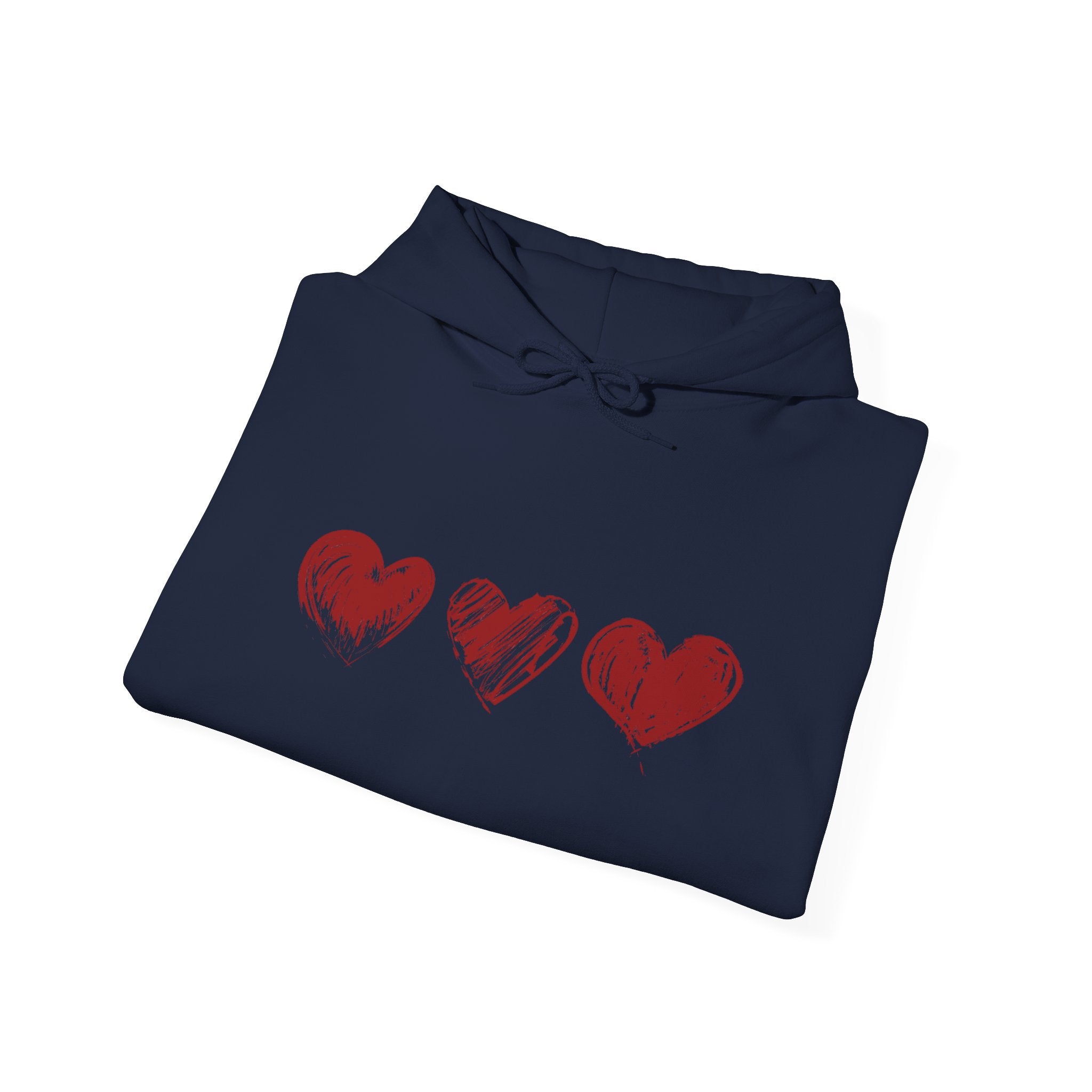 Sketched Hearts Unisex Hoodie. Cotton/Polyester Blend. Soft, Medium Weight.