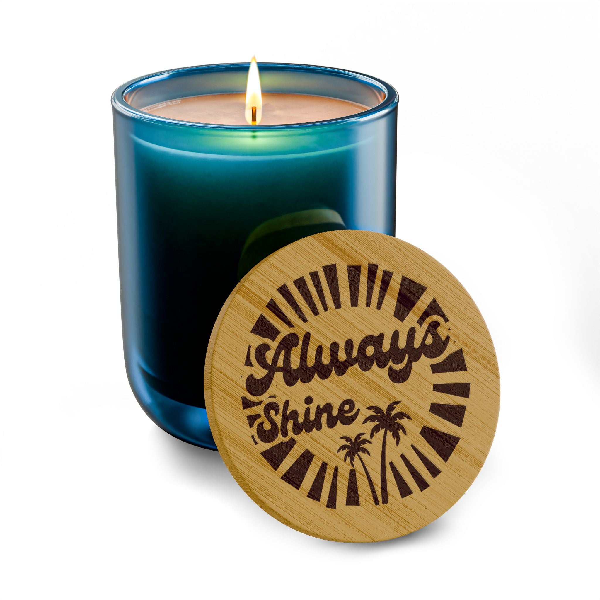 “Always Shine” 14 oz. Engraved Bamboo Lid. 100% Natural Soy Wax, Non-Toxic, Phthalate- And Paraben-Free With Cotton Wick. Crafted In USA; Meets ASTM Safety Standards