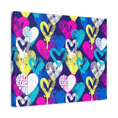 Colorful Hearts of Paint. 20x16 in. Canvas