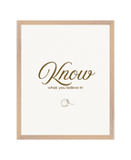 SET - Know. Proclaim. Live. Minimalist. 16x20 in. Archival-matte paper.