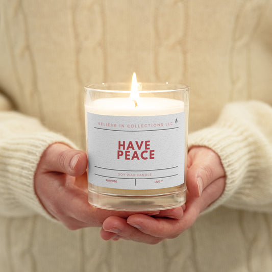 Have Peace, Glass jar soy wax candle
